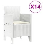 Ensemble de jardin 15 pièces avec coussins en rotin blanc