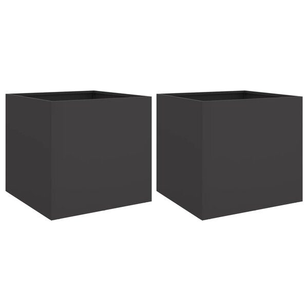 vidaXL Jardinières 2 Pièces noir 49x47x46 cm acier