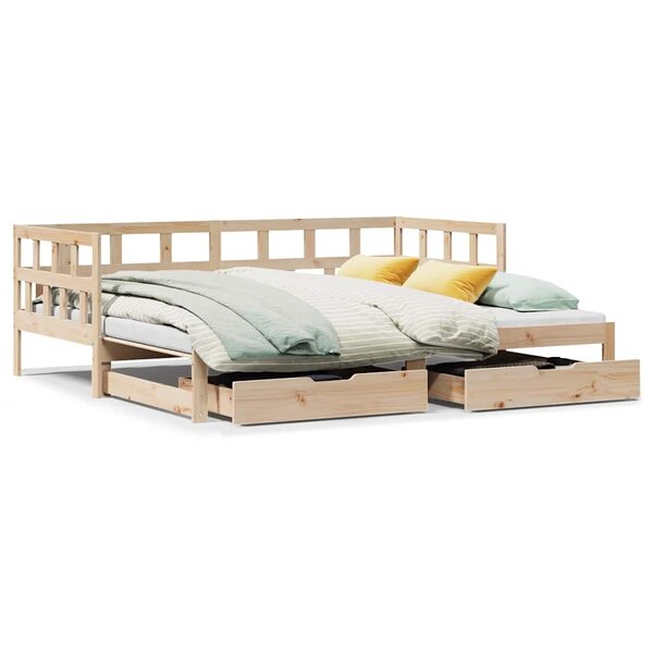 vidaXL Lit de jour avec gigogne et tiroirs sans matelas 90x200 cm