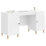 vidaXL Bureau Blanc Brillant 142 5 x 50 x 75 cm Bois d'ingénierie