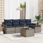 vidaXL Ensemble de canapé de jardin avec coussin 6 Pièces Gris polyrotin