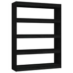 vidaXL Bibliothèque/Séparateur de pièce Noir 100x30x135 5cm Pin massif