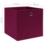 vidaXL Boîtes de rangement 10 Pièces Tissu intissé 28x28x28cm Rouge foncé