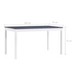 vidaXL Table à manger Blanc et gris 140x70x73 cm Bois de pin