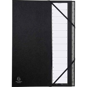 Trieur rigide Ordonator numerique dos extensible 12 compartiments 1 à 12 - Noir x 12 EXACOMPTA