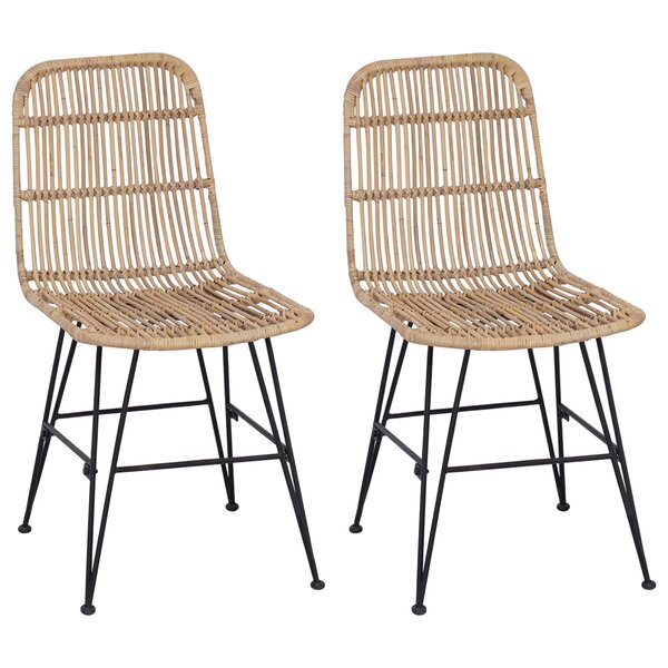 vidaXL Chaise de salle à manger 2 pc Rattan et Acier Naturel