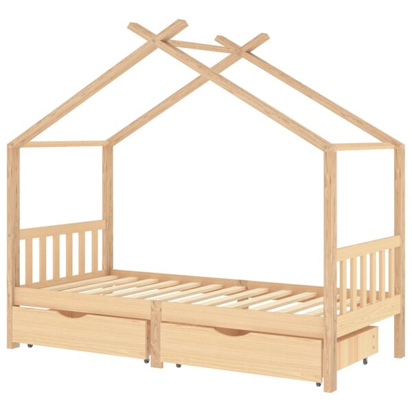 vidaXL Cadre de lit enfant avec tiroirs bois de pin massif 90x200 cm