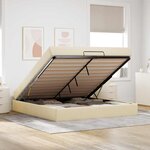 vidaXL Cadre de lit avec stockage Crème 180 x 200 cm tissu