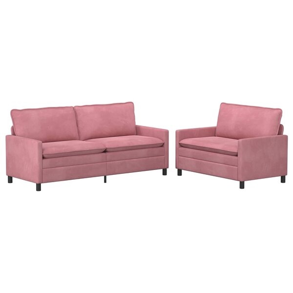 vidaXL Ensemble de Canapés 2 pc Rose Velours