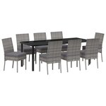 vidaXL Ensemble de salle à manger pour jardin 9 Pièces Gris Poly rotin