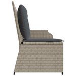 vidaXL Banc de jardin avec coussin Gris clair Poly rotin