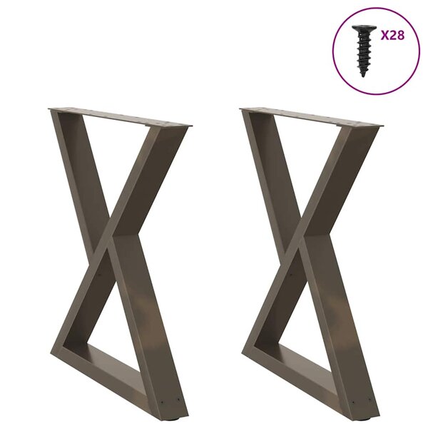 vidaXL Pieds de table à manger 2 pièces Acier naturel 80 x (72-73 3) cm Acier