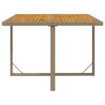 vidaXL Table de jardin Beige 109x107x74 cm Résine tressée bois massif
