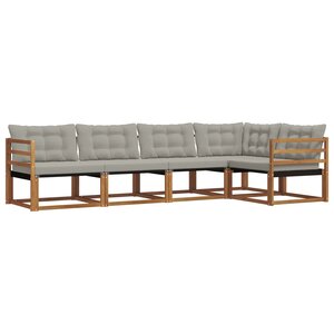 vidaXL Ensemble de canapés d'extérieur 5 pc Gris Naturel et Clair