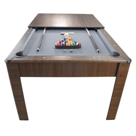 Billard américain ambiance 7ft - 226 5 x 126 5 x 80 cm avec accessoires et plateau dînatoire - couleur chêne