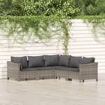 vidaXL Salon de jardin 5 Pièces avec coussins Gris Résine tressée