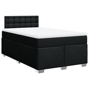 vidaXL Sommier à lattes de lit avec matelas noir 120x190 cm tissu
