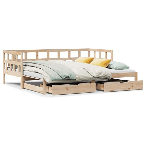 vidaXL Lit de jour avec gigogne et tiroirs sans matelas 90x200 cm
