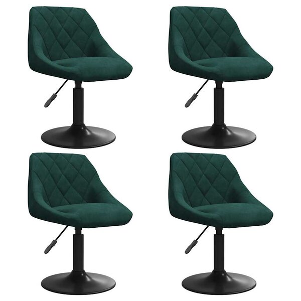 vidaXL Chaises pivotantes à manger lot de 4 vert foncé velours