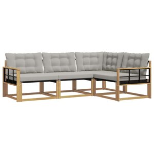 vidaXL Ensemble de canapés d'extérieur 4 pc Blanc et gris clair