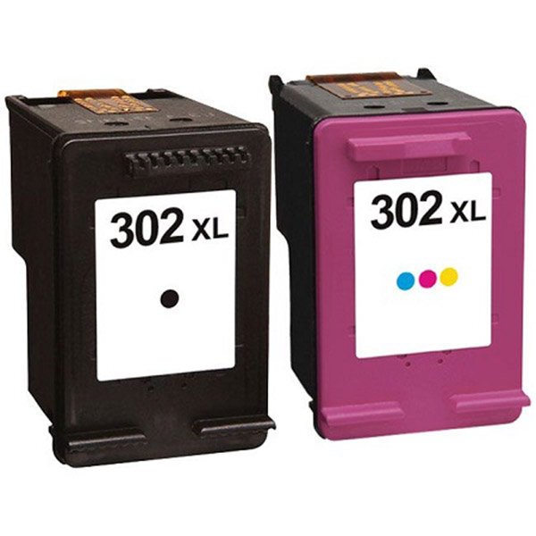 Pack 2 cartouches d'encre n° 302 xl noir et couleur grande capacité pour imprimante hp envy 4522