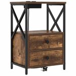 vidaXL Cabinet de chevet avec tiroir 2 Pièces Chêne fumé 40 x 31 x 60 cm