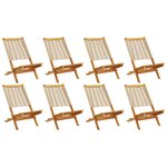 vidaXL Chaises de jardin pliantes lot de 8 beige bois d'acacia massif