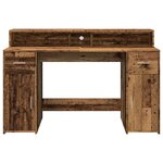 vidaXL Bureau avec lumières LED vieux bois bois d'ingénierie
