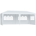 Tonnelle pliante - tente de réception - 3 x 6 m - pavillon chapiteau barnum - 3 cotés démontables - piquets d'ancrage au sol + sac de transport inclus blanc