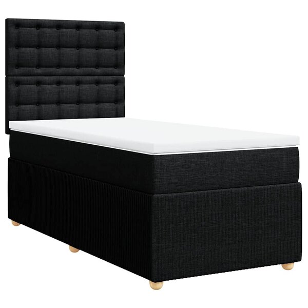 vidaXL Sommier à lattes de lit avec matelas Noir 90x190 cm Tissu