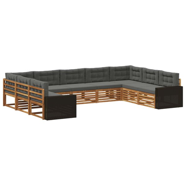 vidaXL Ensemble de canapés d'extérieur 9 pc Naturel et Anthracite
