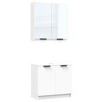 vidaXL Meubles de salle de bain 2 Pièces Blanc Bois d'ingénierie