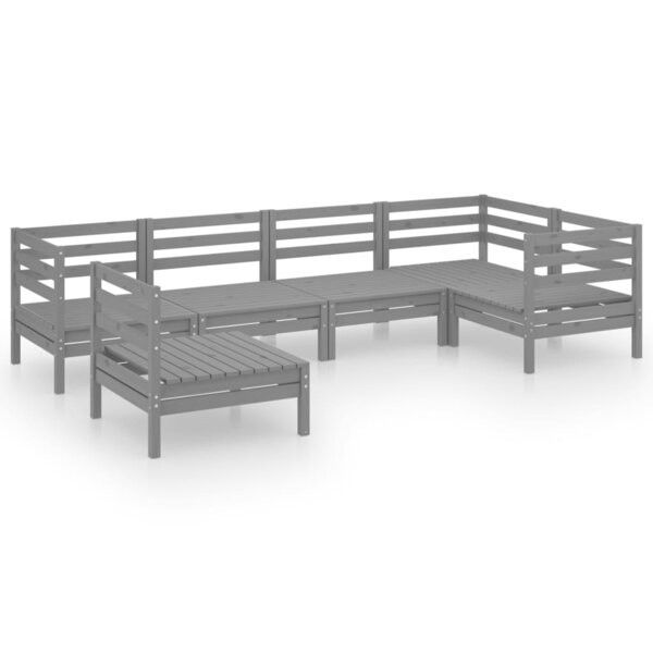 vidaXL Salon de jardin 6 Pièces Bois de pin massif Gris