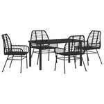 vidaXL Ensemble de salle à manger pour jardin 5 Pièces Noir polyrotin