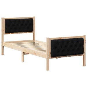 vidaXL Cadre de lit avec tête de lit Noir 75 x 190 cm Pin massif