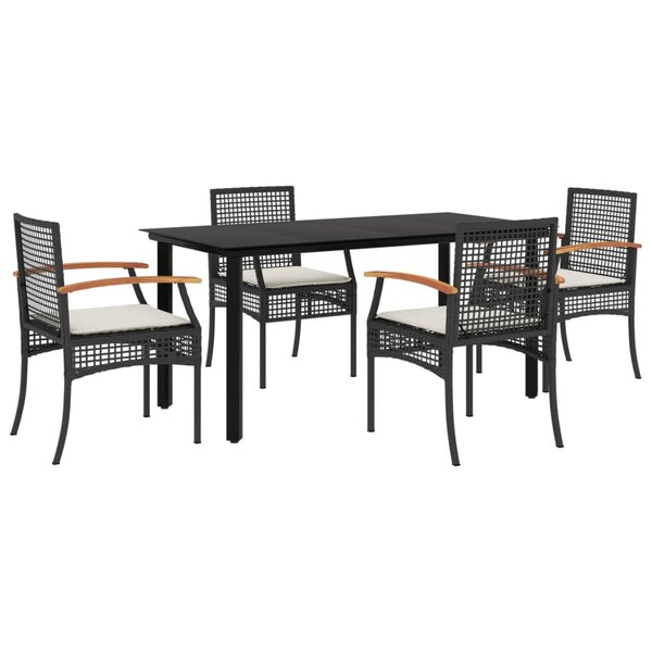 vidaXL Ensemble à manger de jardin coussins 5Pièces Noir Résine tressée