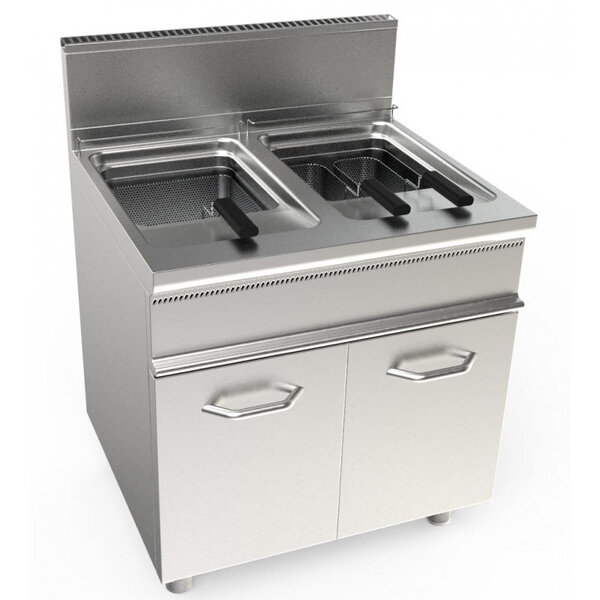 Friteuse gaz inox 304 - 2 cuves 17+17l - l2g -  - acier inoxydable800 700x850mm