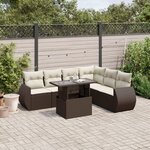 vidaXL Salon de jardin avec coussins 7 Pièces marron résine tressée