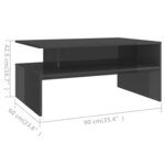 Vidaxl table basse gris brillant 90x60x42 5 cm aggloméré