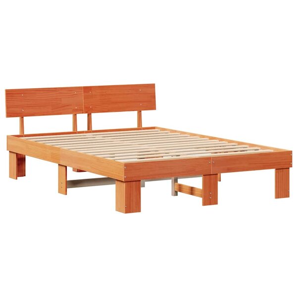 vidaXL Cadre de lit Marron cire 160 x 200 cm Bois massif en pin