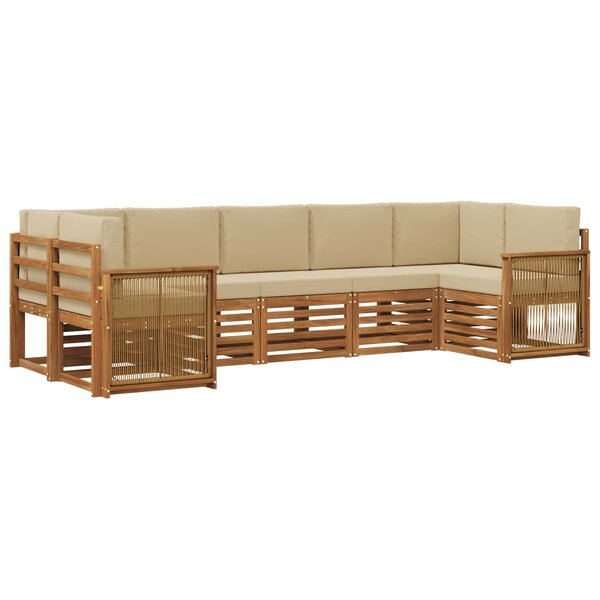 vidaXL Ensemble de canapé d'angle avec coussin 6 Pièces Naturel