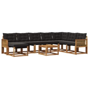 vidaXL Ensemble de canapés d'extérieur 9 Pièces Naturel et noir