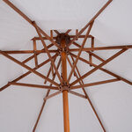 Parasol en bois peuplier droit 2 toit polyester 180 g/m² dia. 2 7 x 2 6H m blanc