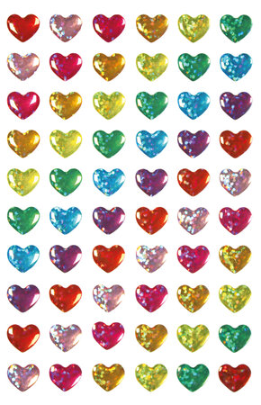 Sticker époxy coeur couleurs assorties 12 x 10 mm x 60 pièces