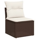 vidaXL Salon de jardin 4 Pièces avec coussins marron résine tressée