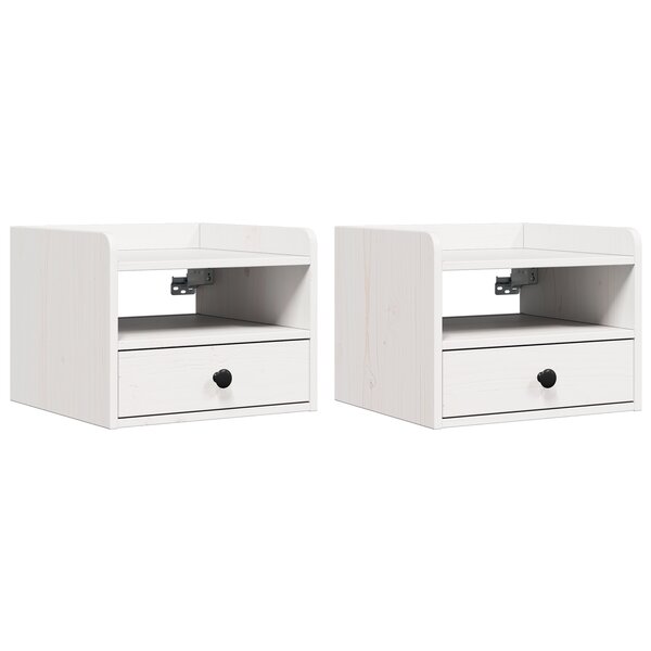 vidaXL Table de chevet avec tiroir 2 Pièces Blanc 38 x 36 x 29 5 cm