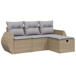 vidaXL Salon de jardin avec coussins 4Pièces mélange beige résine tressée