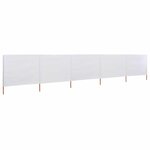 vidaXL Paravent 5 panneaux Tissu 600 x 160 cm Blanc sable