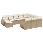 vidaXL Salon de jardin 11 Pièces avec coussins beige résine tressée