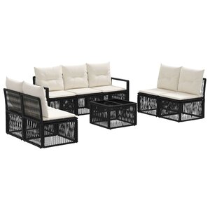 vidaXL Ensemble de canapé de jardin 8 Pièces Noir polyrotin